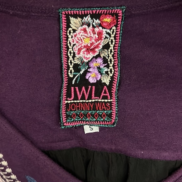 Johnny Was Women Purple Floral Embroidered Cotton Rayon Shirt Size Small Boho - Picture 3 of 12